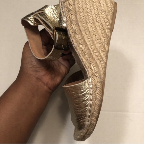 J Crew Corsica Gold Leather Espadrilles - Picture 4 of 7